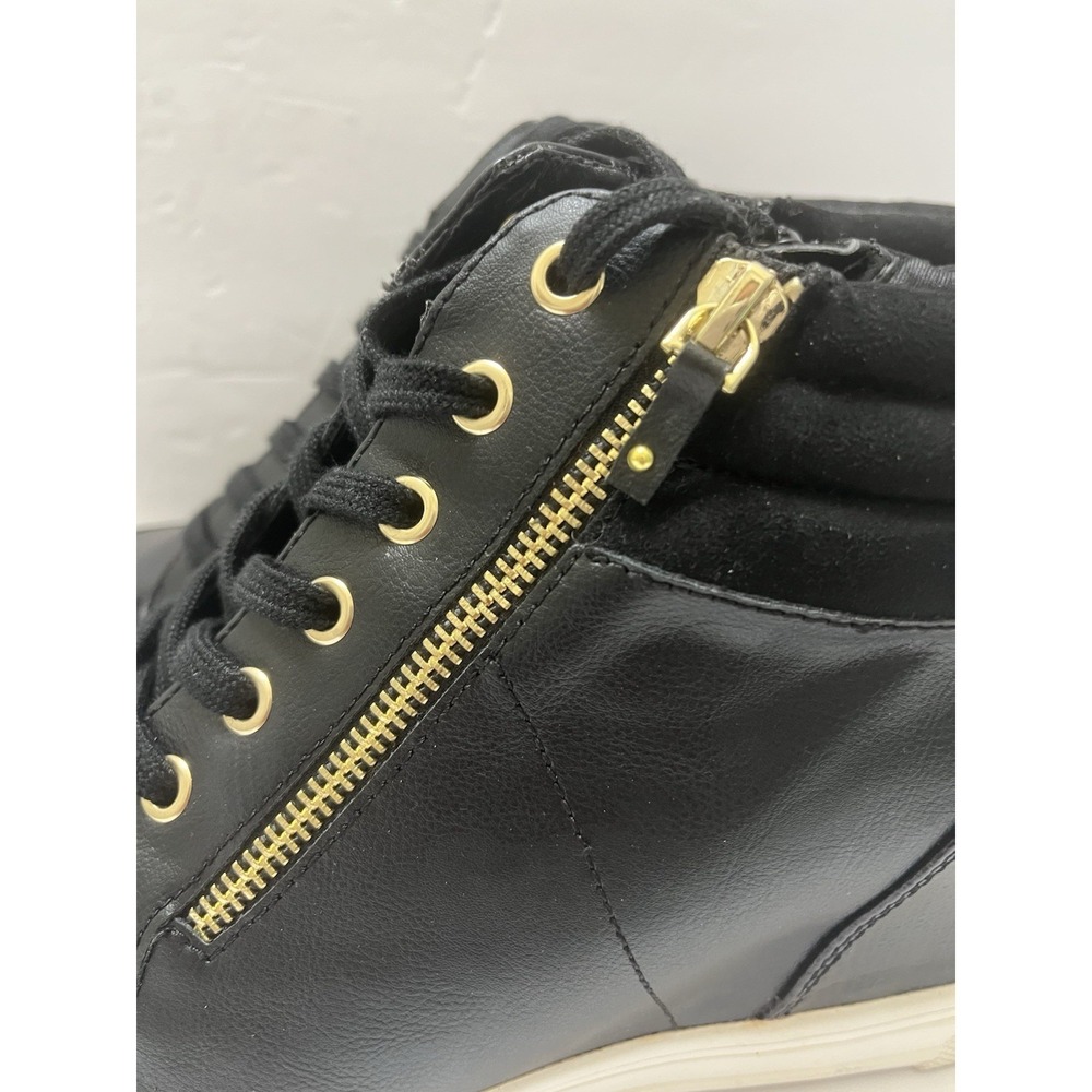 Aldo Kaia High-Top Wedge Sneakers Hidden Heel Black Side Zipper Women's 11 - Picture 9 of 11